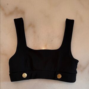 Zara Black Crop Top with Gold Accents